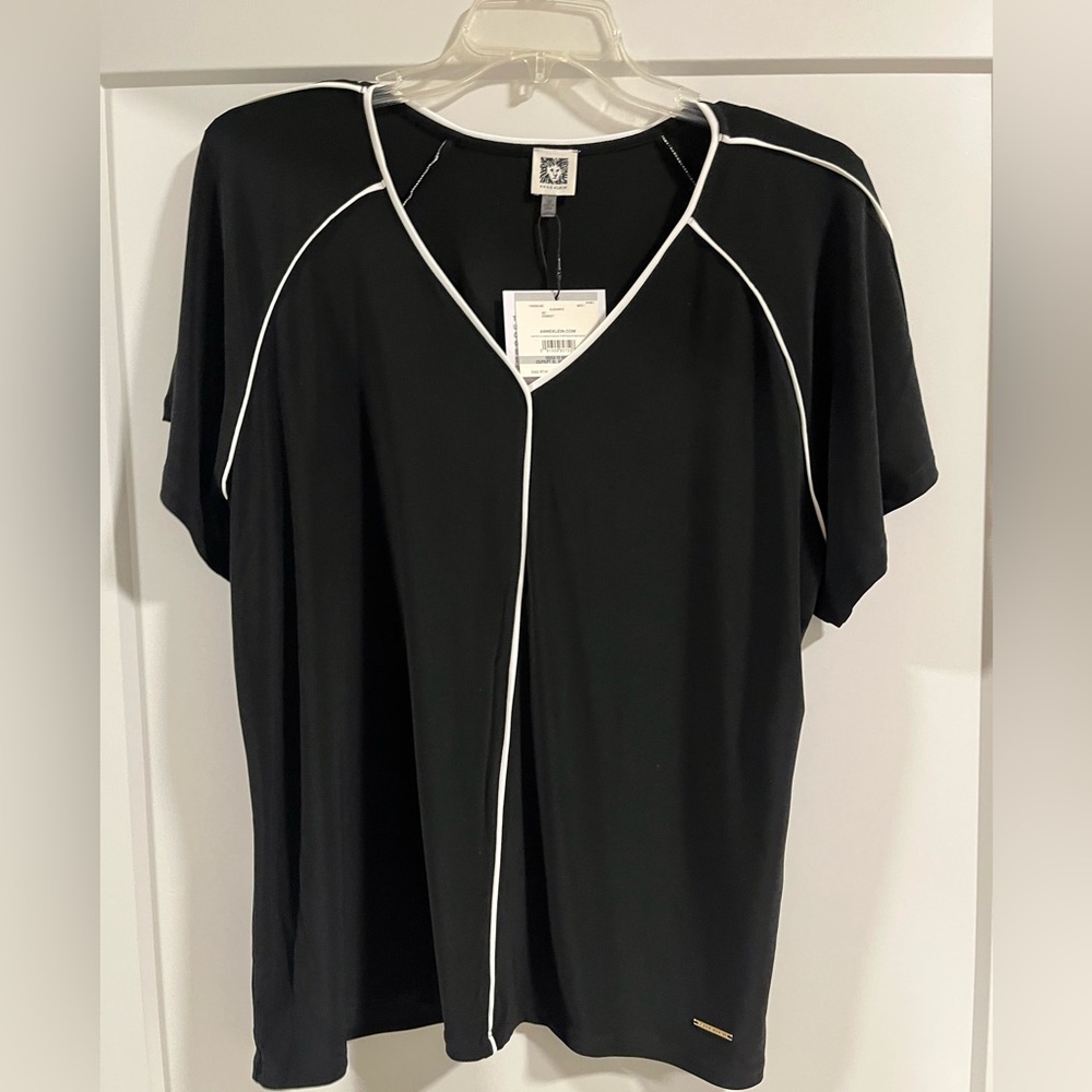 Anne Klein Black Short Sleeve Top-NWT-size 1X